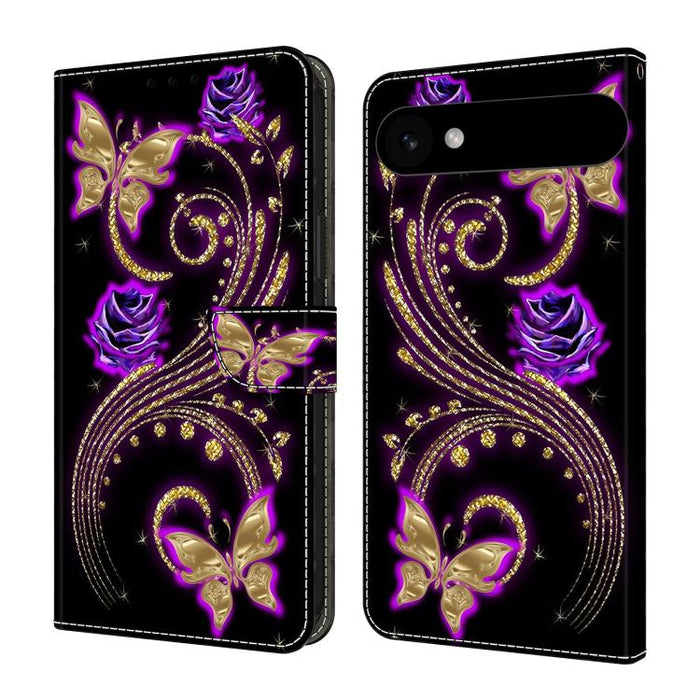 Funda para teléfono de cuero vegano pintado con efecto cristal, For iPhone 17e / 16e, For iPhone 17 Pro Max, For iPhone 17 Pro, For iPhone 17, For iPhone Air