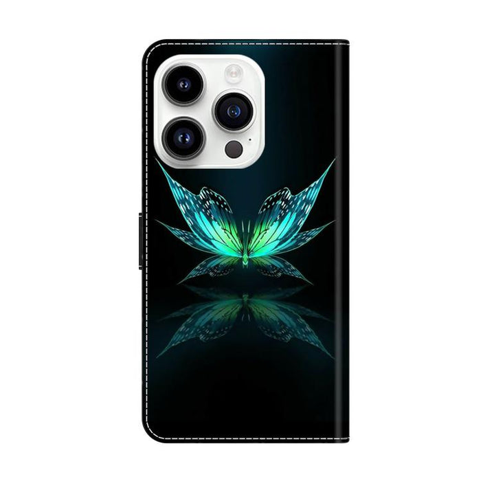 Funda para teléfono de cuero vegano pintado con efecto cristal, For iPhone 16 Pro Max, For iPhone 16 Pro, For iPhone 16, For iPhone 15 Pro Max, For iPhone 15 Pro