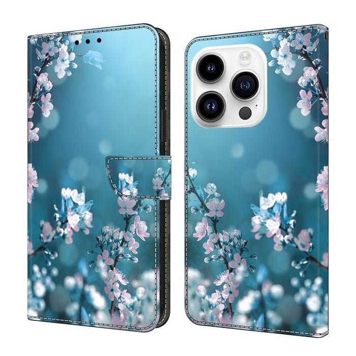 Funda para teléfono de cuero vegano pintado con efecto cristal, For iPhone 16 Pro Max, For iPhone 16 Pro, For iPhone 16, For iPhone 15 Pro Max, For iPhone 15 Pro
