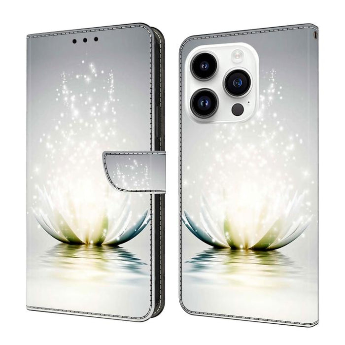 Funda para teléfono de cuero vegano pintado con efecto cristal, For iPhone 16 Pro Max, For iPhone 16 Pro, For iPhone 16, For iPhone 15 Pro Max, For iPhone 15 Pro
