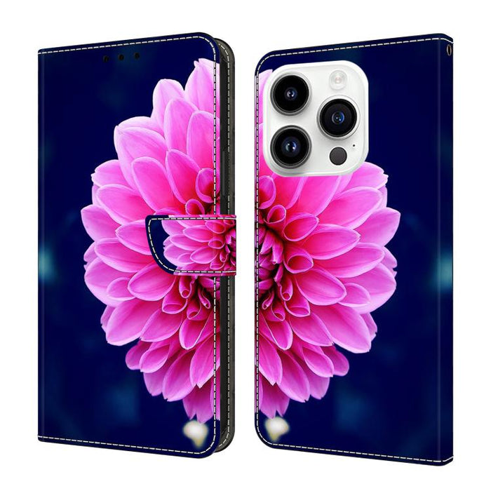 Funda para teléfono de cuero vegano pintado con efecto cristal, For iPhone 16 Pro Max, For iPhone 16 Pro, For iPhone 16, For iPhone 15 Pro Max, For iPhone 15 Pro
