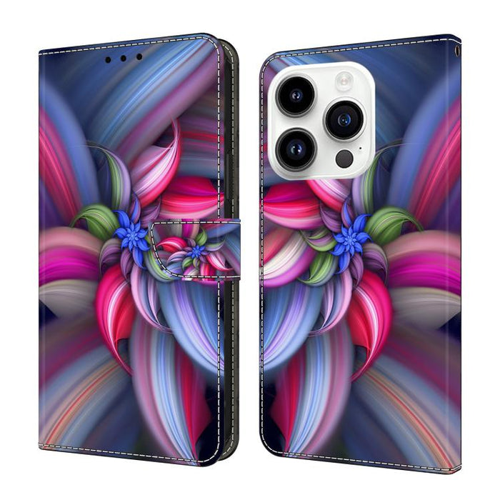 Funda para teléfono de cuero vegano pintado con efecto cristal, For iPhone 16 Pro Max, For iPhone 16 Pro, For iPhone 16, For iPhone 15 Pro Max, For iPhone 15 Pro