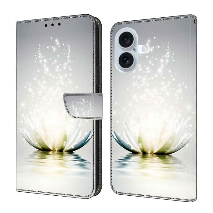Funda para teléfono de cuero vegano pintado con efecto cristal, For iPhone 16 Pro Max, For iPhone 16 Pro, For iPhone 16, For iPhone 15 Pro Max, For iPhone 15 Pro