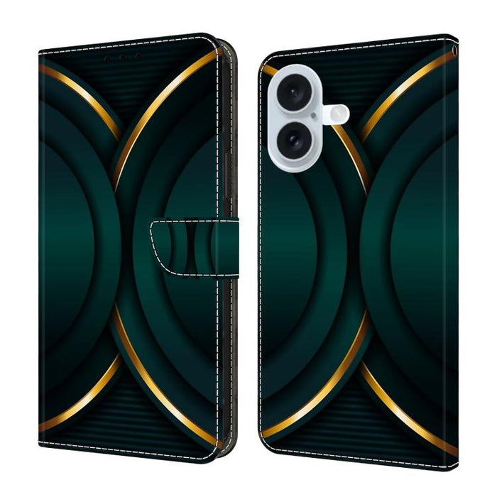 Funda para teléfono de cuero vegano pintado con efecto cristal, For iPhone 16 Pro Max, For iPhone 16 Pro, For iPhone 16, For iPhone 15 Pro Max, For iPhone 15 Pro