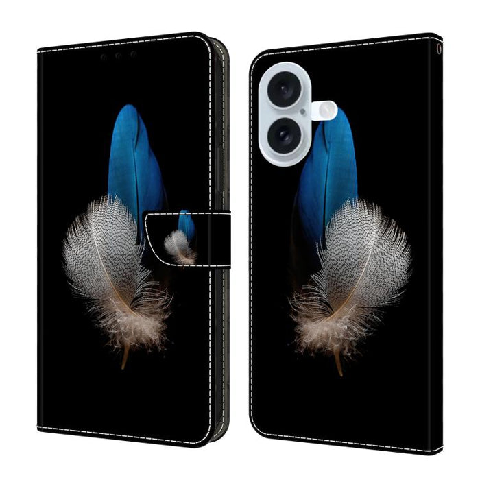 Funda para teléfono de cuero vegano pintado con efecto cristal, For iPhone 16 Pro Max, For iPhone 16 Pro, For iPhone 16, For iPhone 15 Pro Max, For iPhone 15 Pro