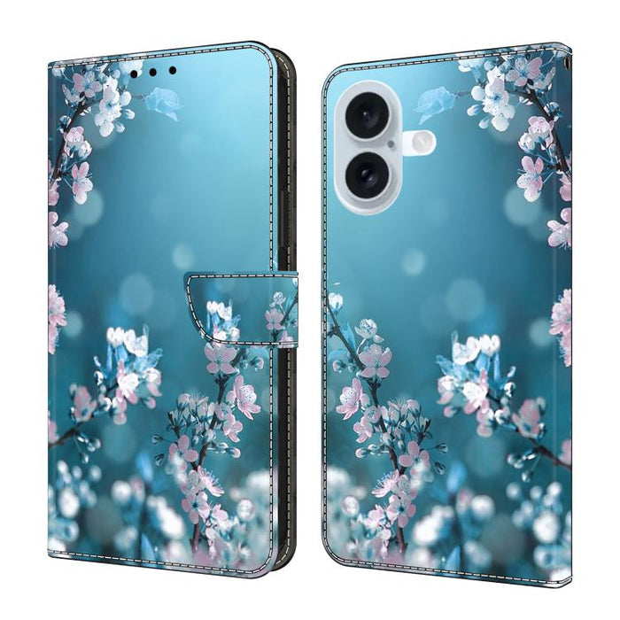 Funda para teléfono de cuero vegano pintado con efecto cristal, For iPhone 16 Pro Max, For iPhone 16 Pro, For iPhone 16, For iPhone 15 Pro Max, For iPhone 15 Pro