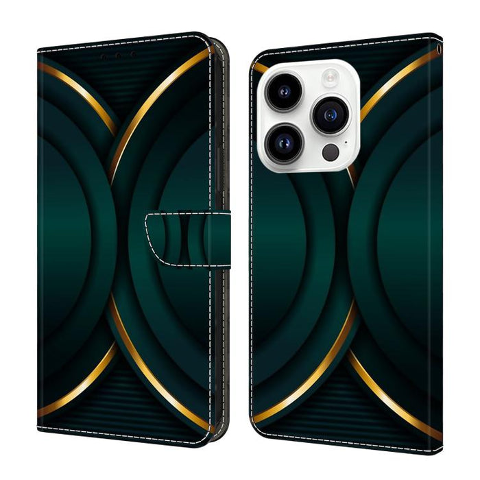 Funda para teléfono de cuero vegano pintado con efecto cristal, For iPhone 16 Pro Max, For iPhone 16 Pro, For iPhone 16, For iPhone 15 Pro Max, For iPhone 15 Pro