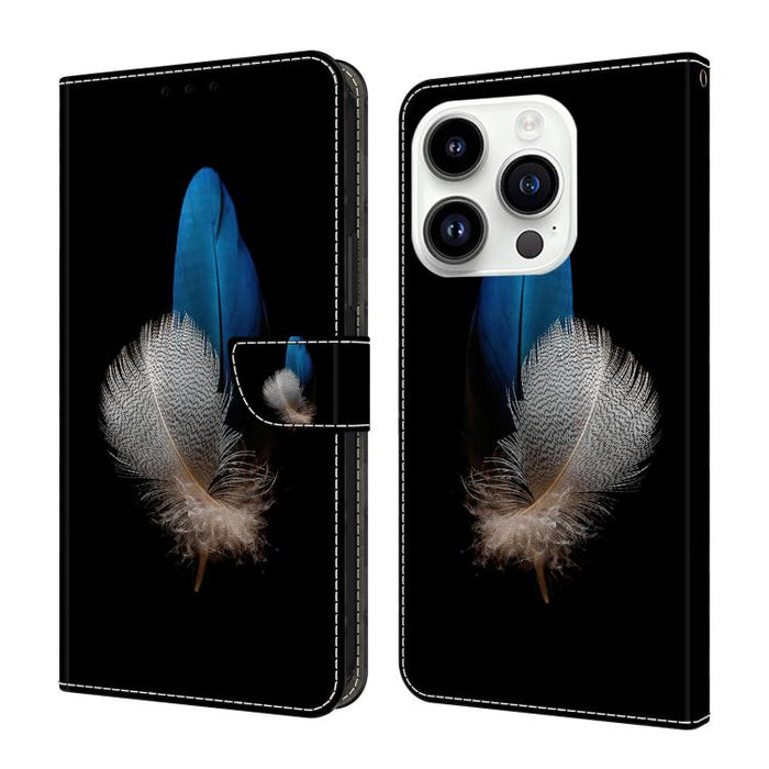 Funda para teléfono de cuero vegano pintado con efecto cristal, For iPhone 16 Pro Max, For iPhone 16 Pro, For iPhone 16, For iPhone 15 Pro Max, For iPhone 15 Pro