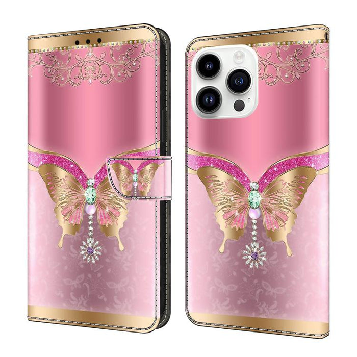 Funda para teléfono de cuero vegano pintado con efecto cristal, For iPhone 16 Pro Max, For iPhone 16 Pro, For iPhone 16, For iPhone 15 Pro Max, For iPhone 15 Pro