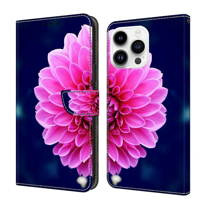 Funda para teléfono de cuero vegano pintado con efecto cristal, For iPhone 16 Pro Max, For iPhone 16 Pro, For iPhone 16, For iPhone 15 Pro Max, For iPhone 15 Pro