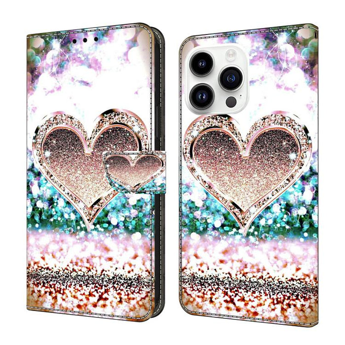 Funda para teléfono de cuero vegano pintado con efecto cristal, For iPhone 16 Pro Max, For iPhone 16 Pro, For iPhone 16, For iPhone 15 Pro Max, For iPhone 15 Pro