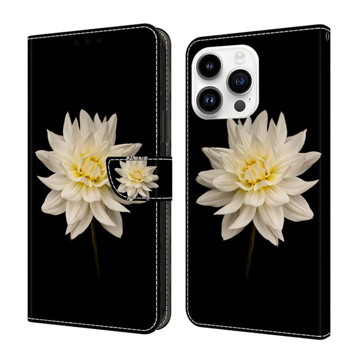 Funda para teléfono de cuero vegano pintado con efecto cristal, For iPhone 16 Pro Max, For iPhone 16 Pro, For iPhone 16, For iPhone 15 Pro Max, For iPhone 15 Pro