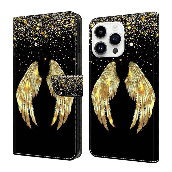 Funda para teléfono de cuero vegano pintado con efecto cristal, For iPhone 16 Pro Max, For iPhone 16 Pro, For iPhone 16, For iPhone 15 Pro Max, For iPhone 15 Pro