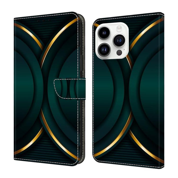 Funda para teléfono de cuero vegano pintado con efecto cristal, For iPhone 16 Pro Max, For iPhone 16 Pro, For iPhone 16, For iPhone 15 Pro Max, For iPhone 15 Pro