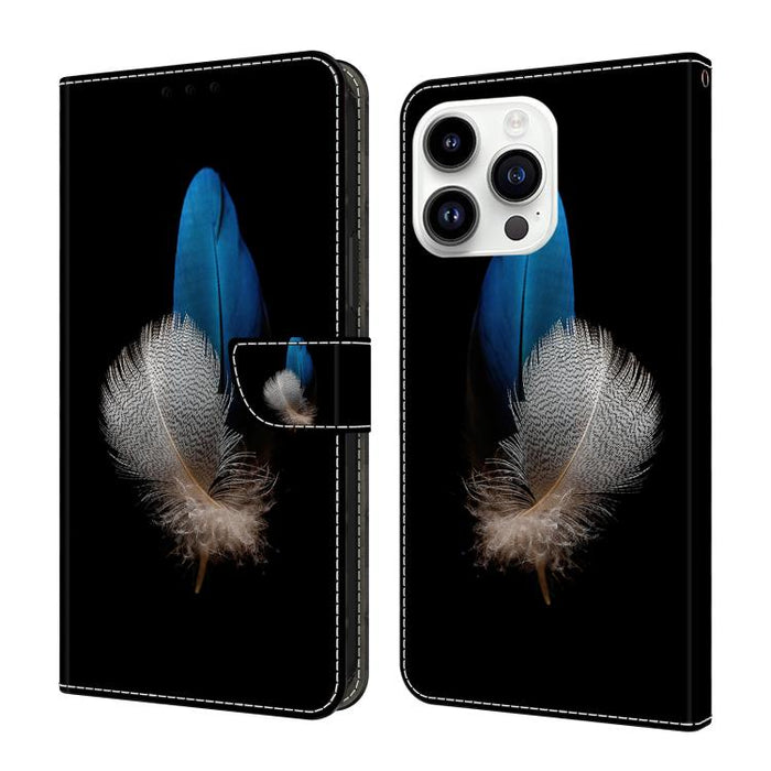 Funda para teléfono de cuero vegano pintado con efecto cristal, For iPhone 16 Pro Max, For iPhone 16 Pro, For iPhone 16, For iPhone 15 Pro Max, For iPhone 15 Pro