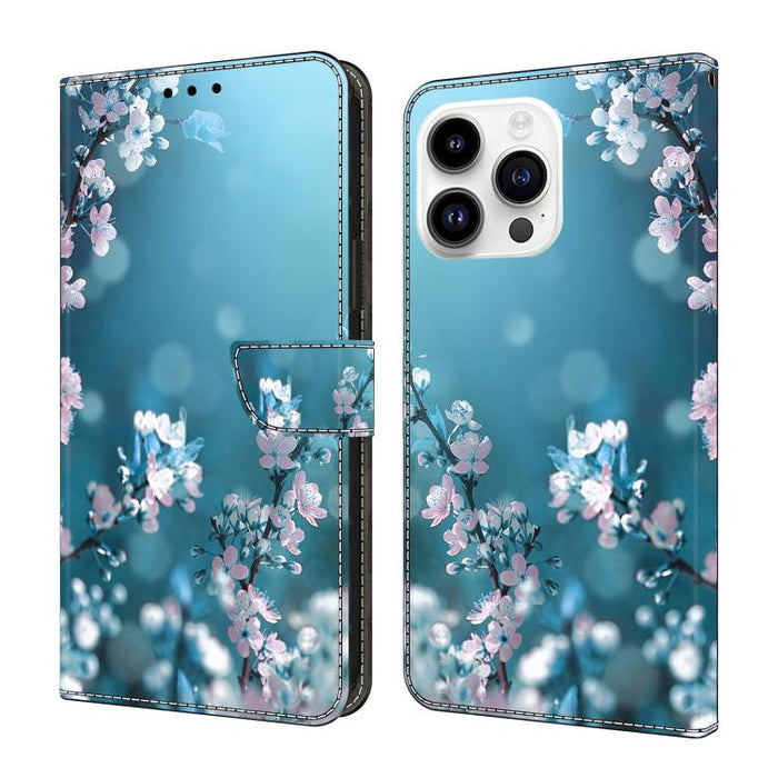 Funda para teléfono de cuero vegano pintado con efecto cristal, For iPhone 16 Pro Max, For iPhone 16 Pro, For iPhone 16, For iPhone 15 Pro Max, For iPhone 15 Pro
