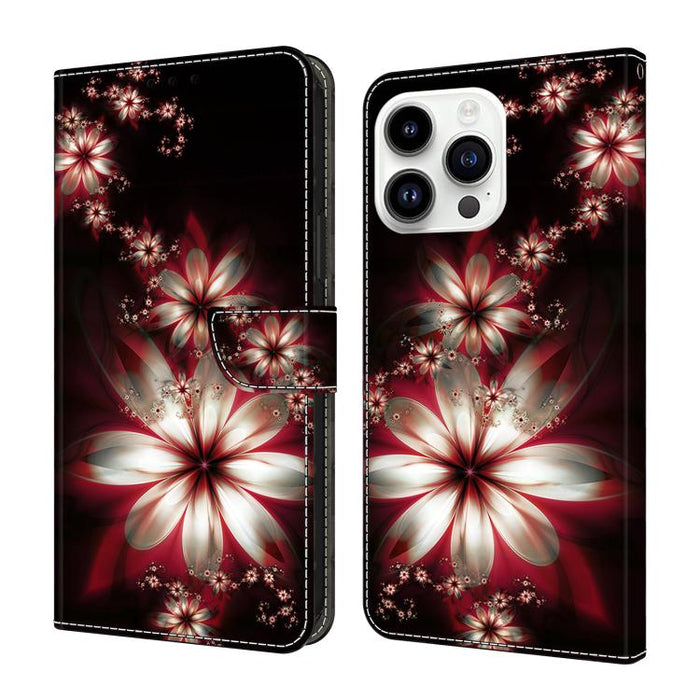 Funda para teléfono de cuero vegano pintado con efecto cristal, For iPhone 16 Pro Max, For iPhone 16 Pro, For iPhone 16, For iPhone 15 Pro Max, For iPhone 15 Pro
