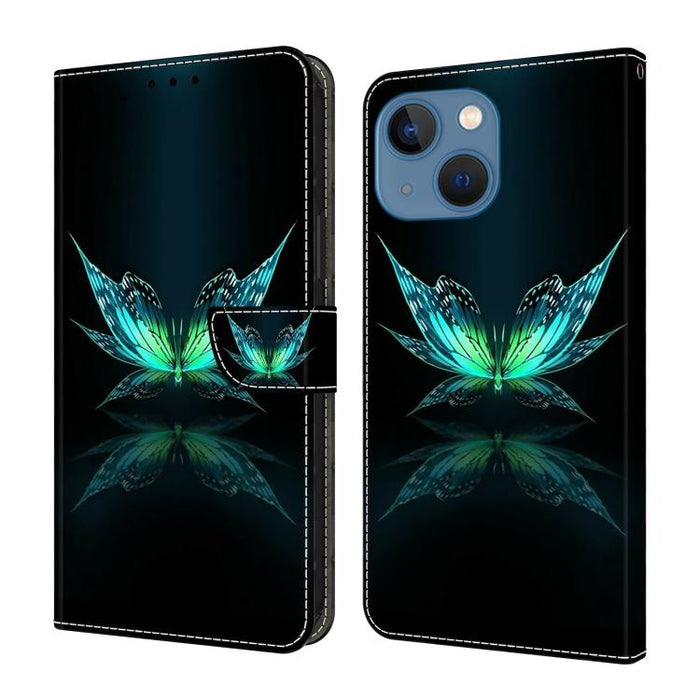 Funda para teléfono de cuero vegano pintado con efecto cristal, For iPhone 14 / 13, For iPhone 14 Pro, For iPhone 11