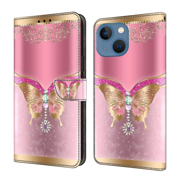 Funda para teléfono de cuero vegano pintado con efecto cristal, For iPhone 14 / 13, For iPhone 14 Pro, For iPhone 11
