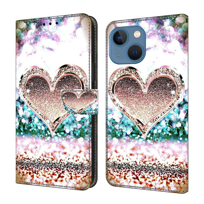 Funda para teléfono de cuero vegano pintado con efecto cristal, For iPhone 14 / 13, For iPhone 14 Pro, For iPhone 11