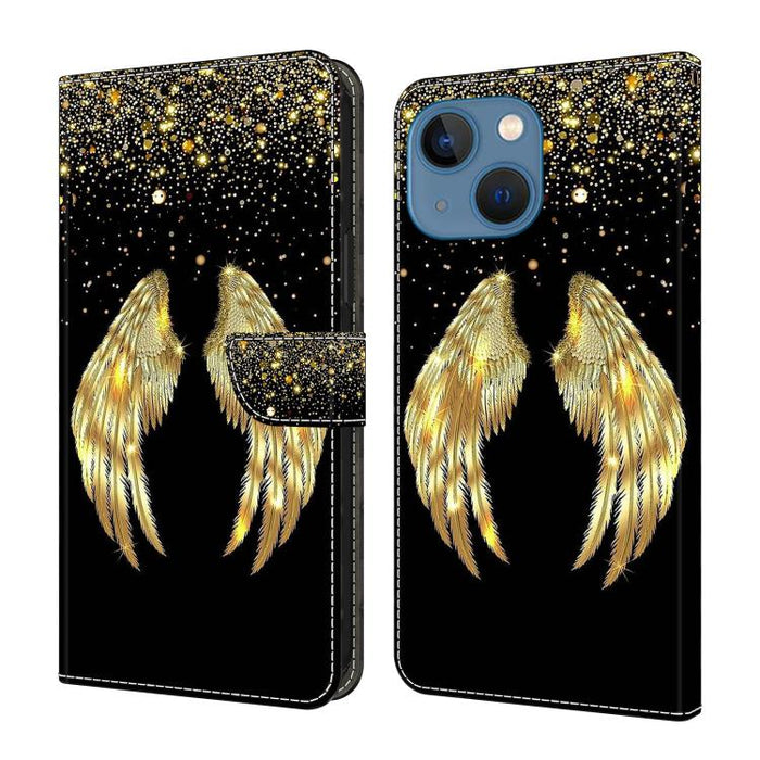 Funda para teléfono de cuero vegano pintado con efecto cristal, For iPhone 14 / 13, For iPhone 14 Pro, For iPhone 11