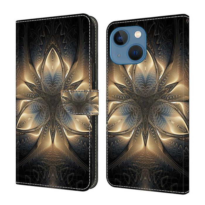 Funda para teléfono de cuero vegano pintado con efecto cristal, For iPhone 14 / 13, For iPhone 14 Pro, For iPhone 11