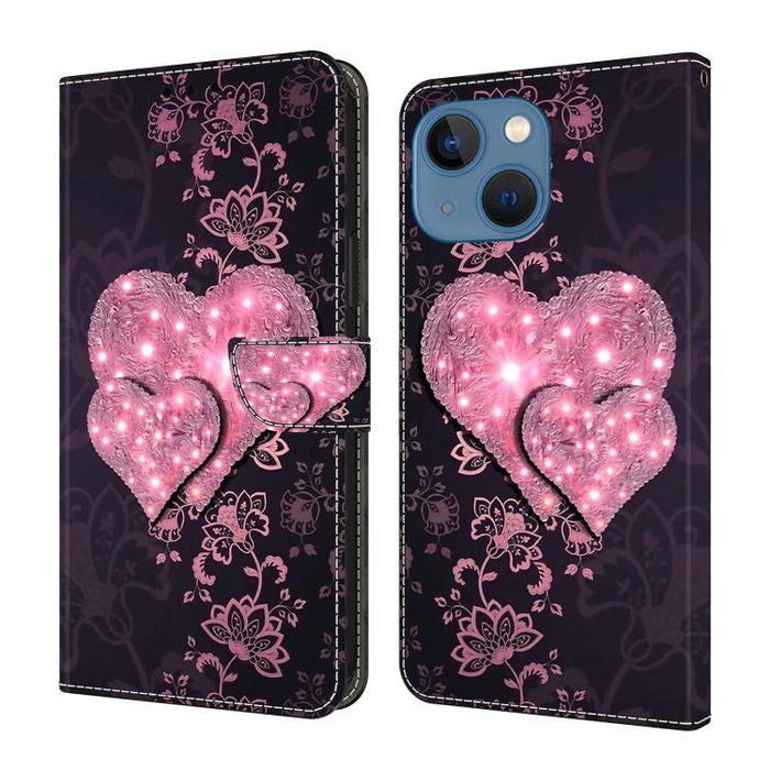 Funda para teléfono de cuero vegano pintado con efecto cristal, For iPhone 14 / 13, For iPhone 14 Pro, For iPhone 11