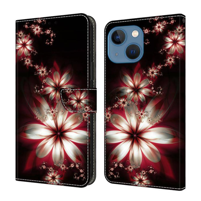 Funda para teléfono de cuero vegano pintado con efecto cristal, For iPhone 14 / 13, For iPhone 14 Pro, For iPhone 11
