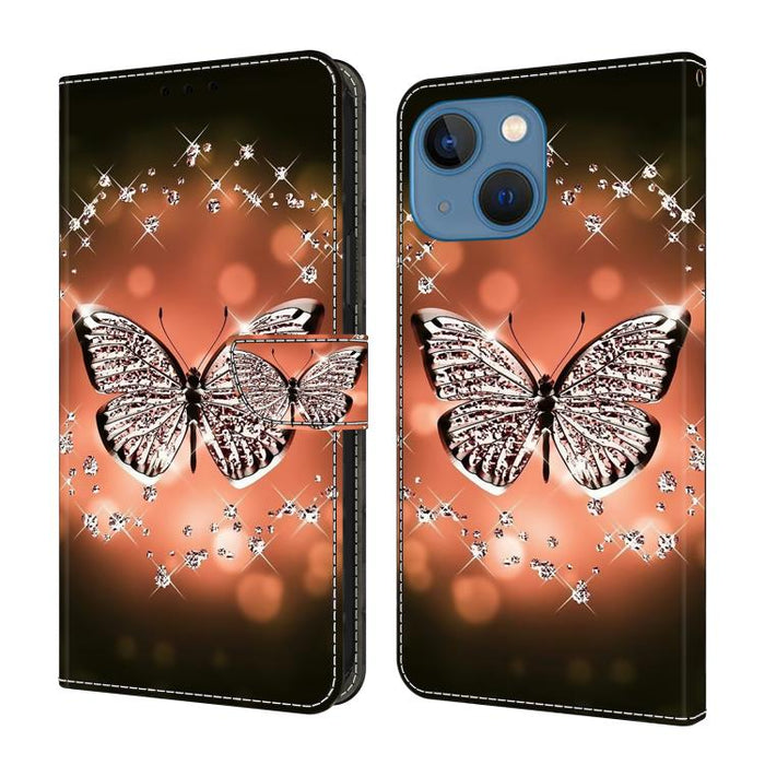 Funda para teléfono de cuero vegano pintado con efecto cristal, For iPhone 14 / 13, For iPhone 14 Pro, For iPhone 11