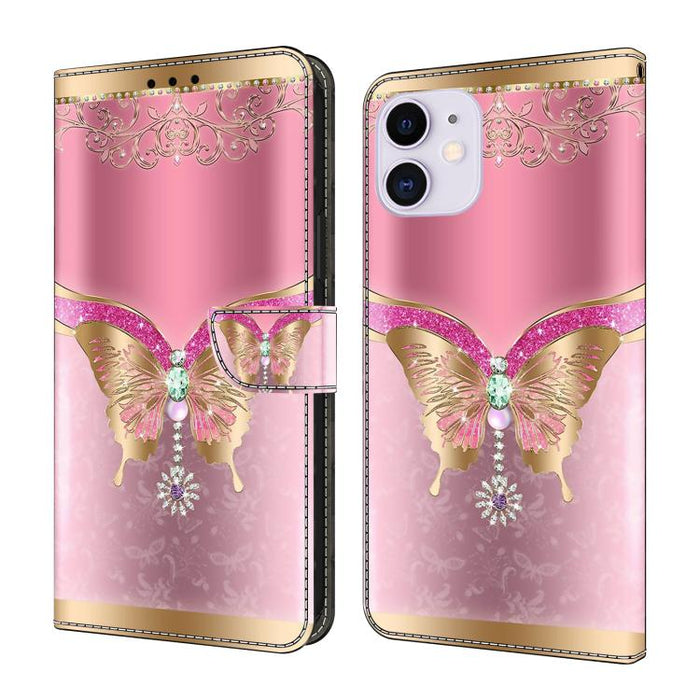 Funda para teléfono de cuero vegano pintado con efecto cristal, For iPhone 14 / 13, For iPhone 14 Pro, For iPhone 11