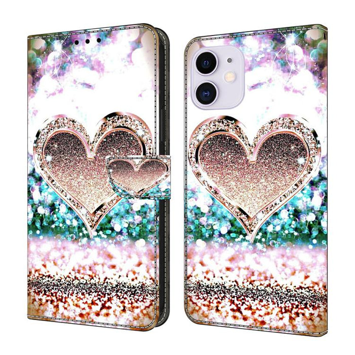 Funda para teléfono de cuero vegano pintado con efecto cristal, For iPhone 14 / 13, For iPhone 14 Pro, For iPhone 11