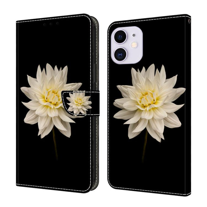 Funda para teléfono de cuero vegano pintado con efecto cristal, For iPhone 14 / 13, For iPhone 14 Pro, For iPhone 11