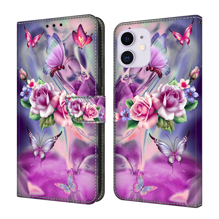 Funda para teléfono de cuero vegano pintado con efecto cristal, For iPhone 14 / 13, For iPhone 14 Pro, For iPhone 11