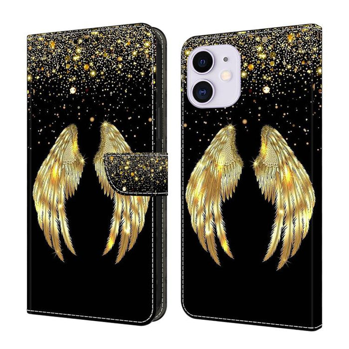 Funda para teléfono de cuero vegano pintado con efecto cristal, For iPhone 14 / 13, For iPhone 14 Pro, For iPhone 11