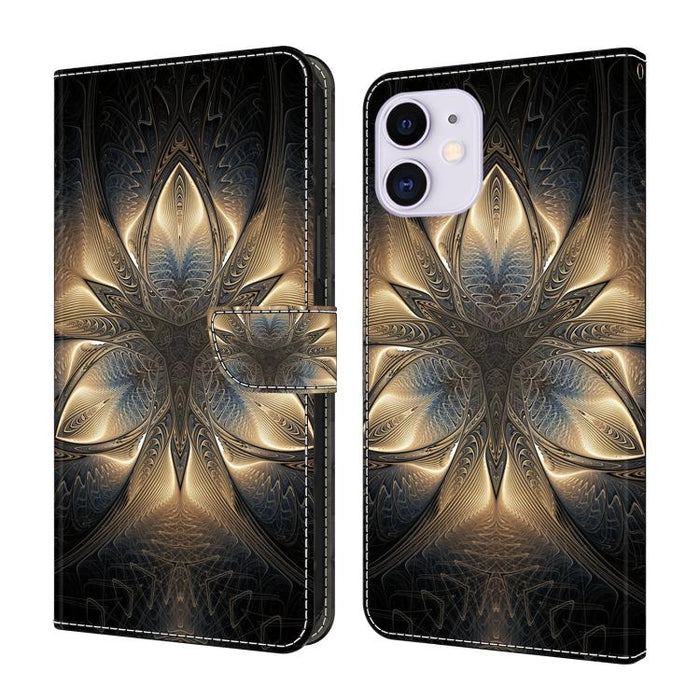 Funda para teléfono de cuero vegano pintado con efecto cristal, For iPhone 14 / 13, For iPhone 14 Pro, For iPhone 11