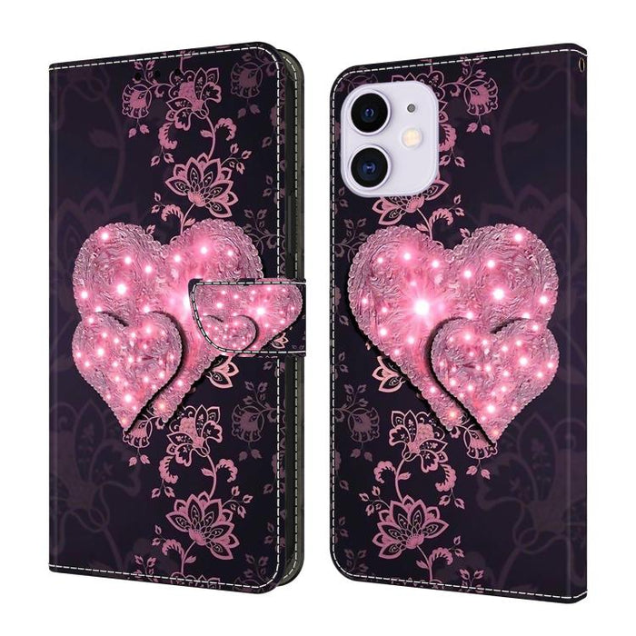 Funda para teléfono de cuero vegano pintado con efecto cristal, For iPhone 14 / 13, For iPhone 14 Pro, For iPhone 11