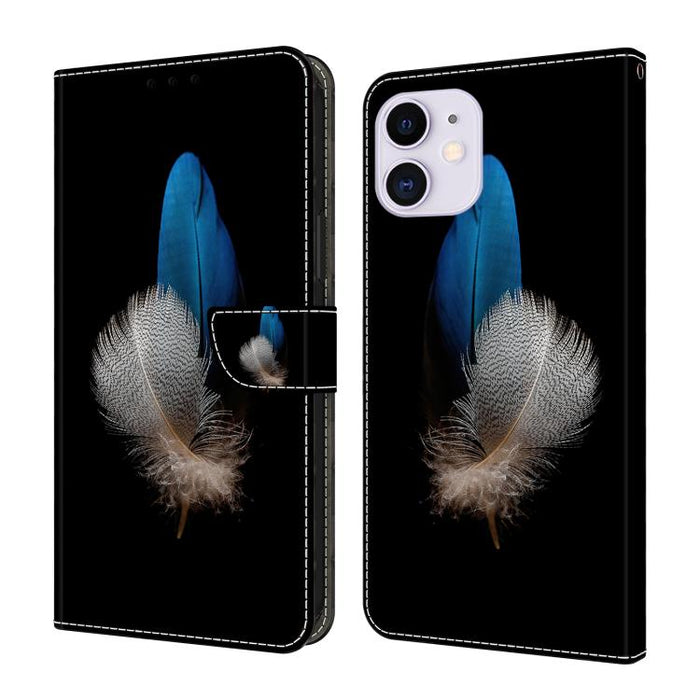 Funda para teléfono de cuero vegano pintado con efecto cristal, For iPhone 14 / 13, For iPhone 14 Pro, For iPhone 11