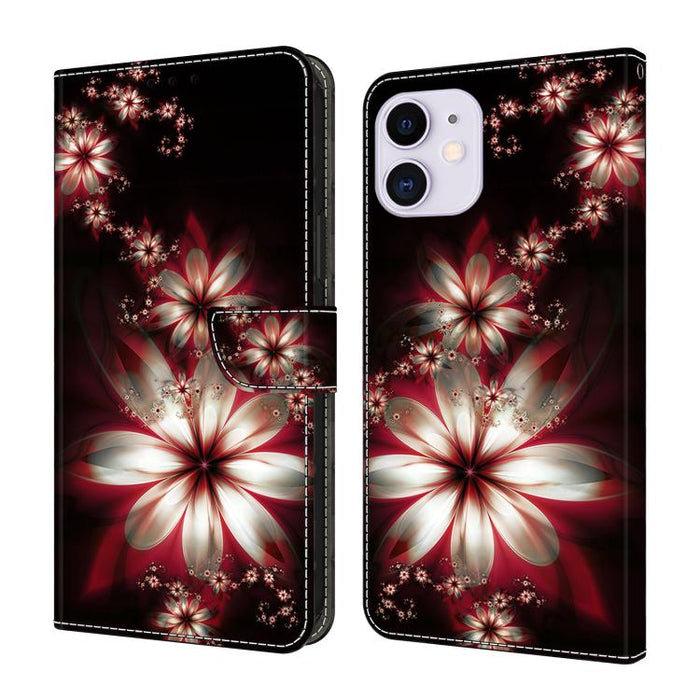 Funda para teléfono de cuero vegano pintado con efecto cristal, For iPhone 14 / 13, For iPhone 14 Pro, For iPhone 11