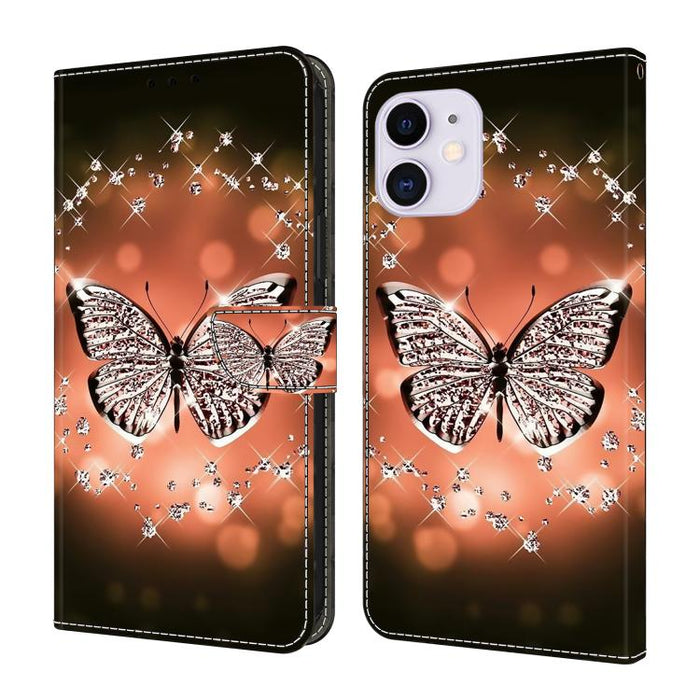 Funda para teléfono de cuero vegano pintado con efecto cristal, For iPhone 14 / 13, For iPhone 14 Pro, For iPhone 11