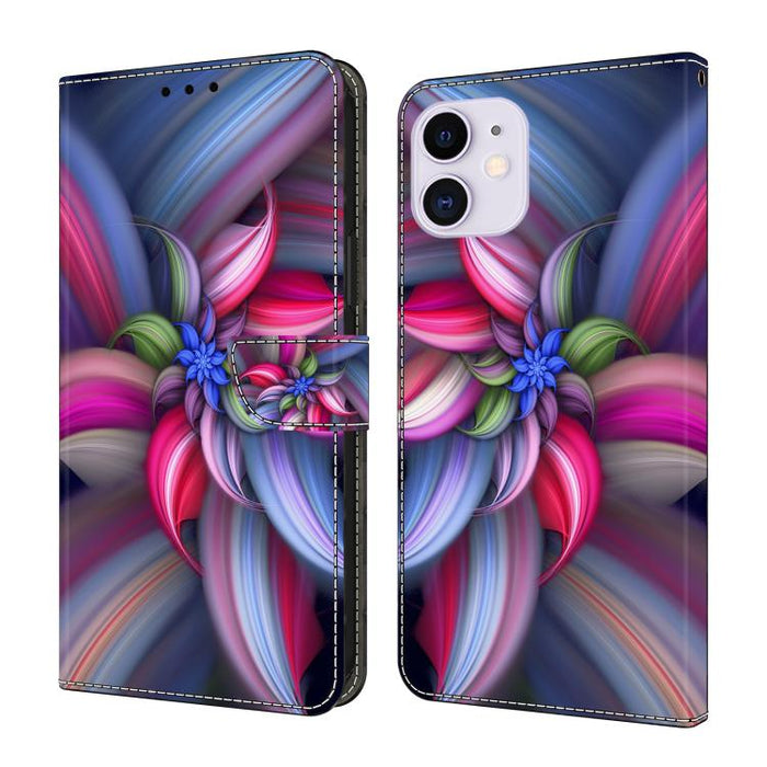 Funda para teléfono de cuero vegano pintado con efecto cristal, For iPhone 14 / 13, For iPhone 14 Pro, For iPhone 11