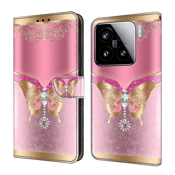 Funda para teléfono de cuero vegano pintado con efecto cristal, For Xiaomi 17 Ultra, For Xiaomi 15T Pro 5G, For Xiaomi 15T 5G, For Xiaomi 15 Pro, For Xiaomi 15