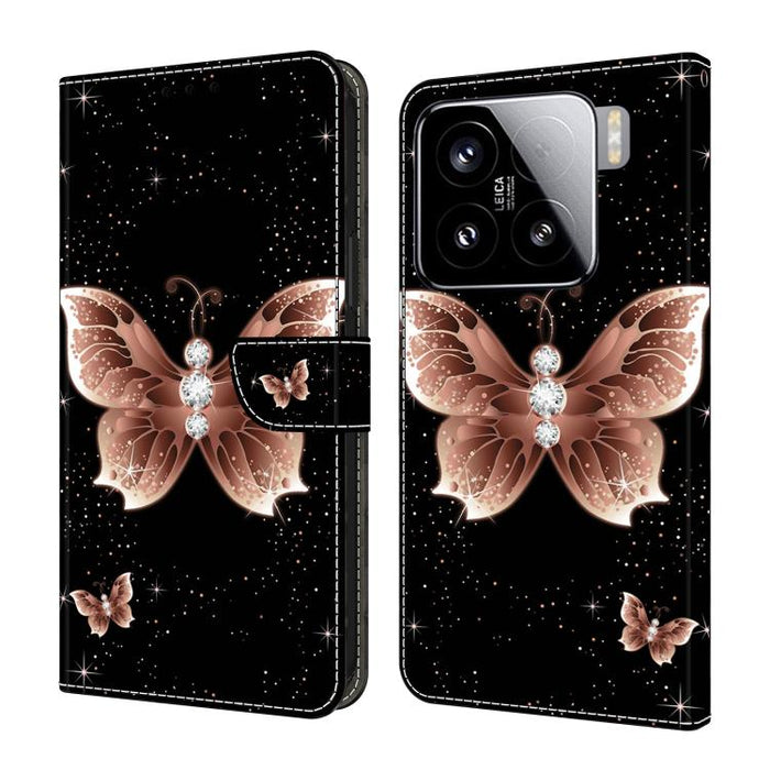 Funda para teléfono de cuero vegano pintado con efecto cristal, For Xiaomi 17 Ultra, For Xiaomi 15T Pro 5G, For Xiaomi 15T 5G, For Xiaomi 15 Pro, For Xiaomi 15