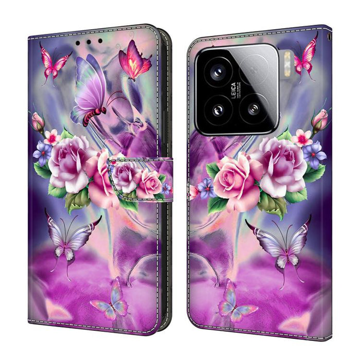 Funda para teléfono de cuero vegano pintado con efecto cristal, For Xiaomi 17 Ultra, For Xiaomi 15T Pro 5G, For Xiaomi 15T 5G, For Xiaomi 15 Pro, For Xiaomi 15