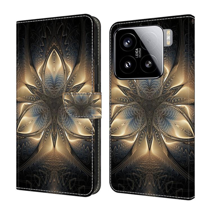 Funda para teléfono de cuero vegano pintado con efecto cristal, For Xiaomi 17 Ultra, For Xiaomi 15T Pro 5G, For Xiaomi 15T 5G, For Xiaomi 15 Pro, For Xiaomi 15