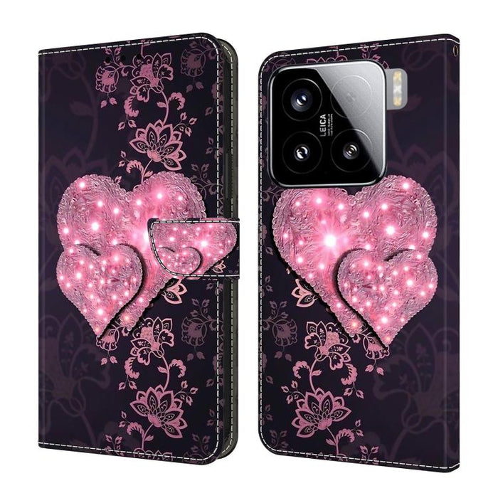 Funda para teléfono de cuero vegano pintado con efecto cristal, For Xiaomi 17 Ultra, For Xiaomi 15T Pro 5G, For Xiaomi 15T 5G, For Xiaomi 15 Pro, For Xiaomi 15