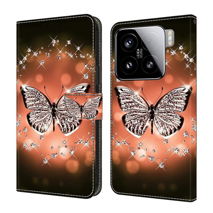 Funda para teléfono de cuero vegano pintado con efecto cristal, For Xiaomi 17 Ultra, For Xiaomi 15T Pro 5G, For Xiaomi 15T 5G, For Xiaomi 15 Pro, For Xiaomi 15