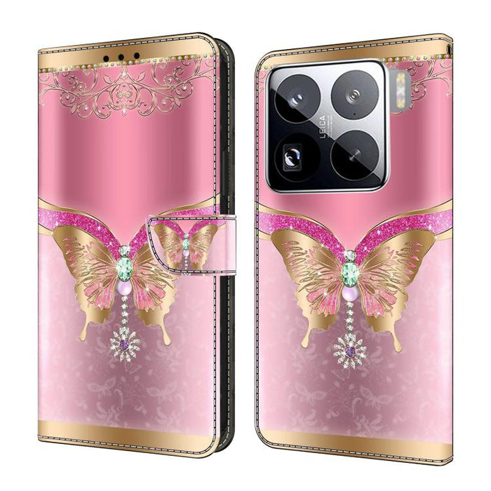 Funda para teléfono de cuero vegano pintado con efecto cristal, For Xiaomi 17 Ultra, For Xiaomi 15T Pro 5G, For Xiaomi 15T 5G, For Xiaomi 15 Pro, For Xiaomi 15