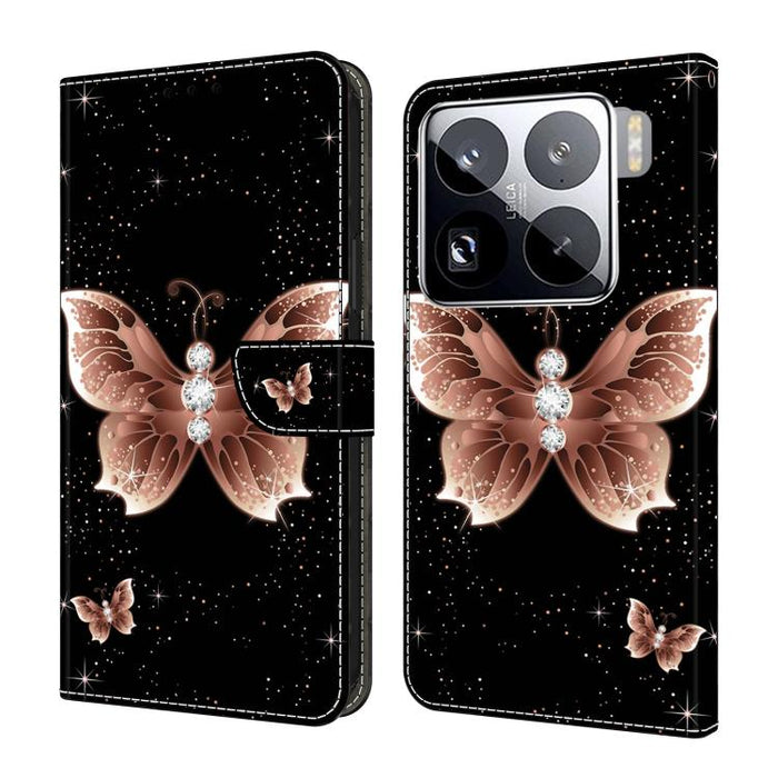 Funda para teléfono de cuero vegano pintado con efecto cristal, For Xiaomi 17 Ultra, For Xiaomi 15T Pro 5G, For Xiaomi 15T 5G, For Xiaomi 15 Pro, For Xiaomi 15