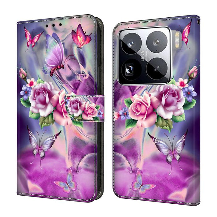Funda para teléfono de cuero vegano pintado con efecto cristal, For Xiaomi 17 Ultra, For Xiaomi 15T Pro 5G, For Xiaomi 15T 5G, For Xiaomi 15 Pro, For Xiaomi 15