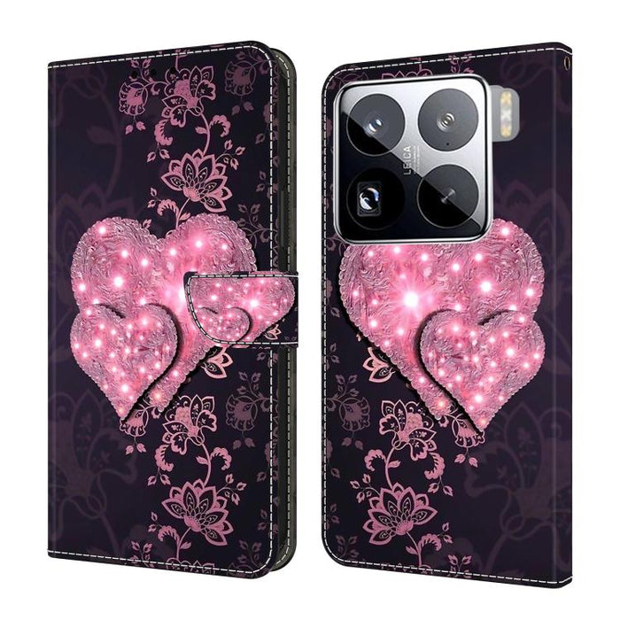 Funda para teléfono de cuero vegano pintado con efecto cristal, For Xiaomi 17 Ultra, For Xiaomi 15T Pro 5G, For Xiaomi 15T 5G, For Xiaomi 15 Pro, For Xiaomi 15